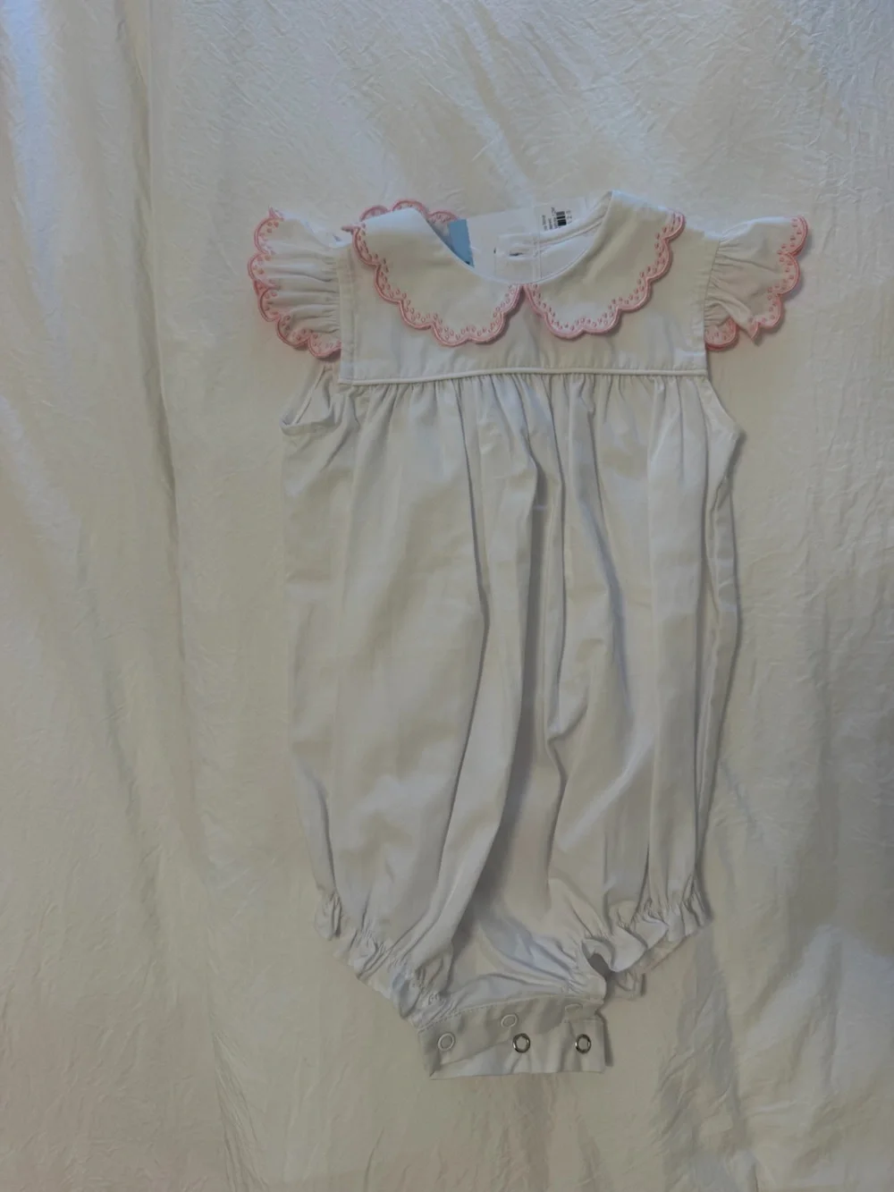 Classic White Baby One-Piece with Pink Trim- NWT